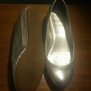 BCBG!!  Silver flats with rhinestones!